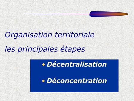 Organisation territoriale les principales étapes