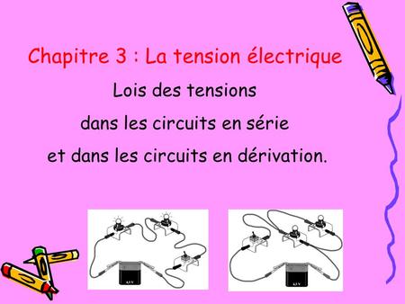 Chapitre 3 : La tension électrique