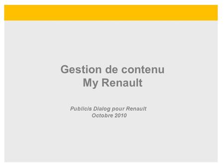 Gestion de contenu My Renault