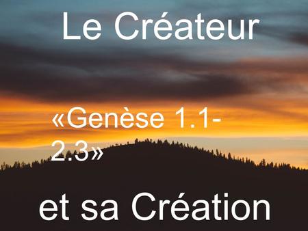 Le Créateur et sa Création
