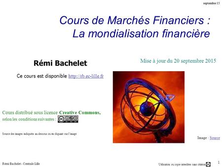 Cours de Marchés Financiers : La mondialisation financière