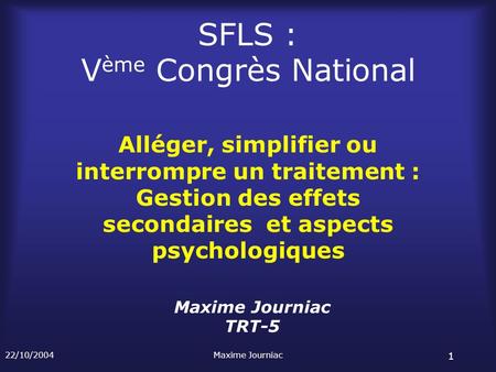 SFLS : Vème Congrès National