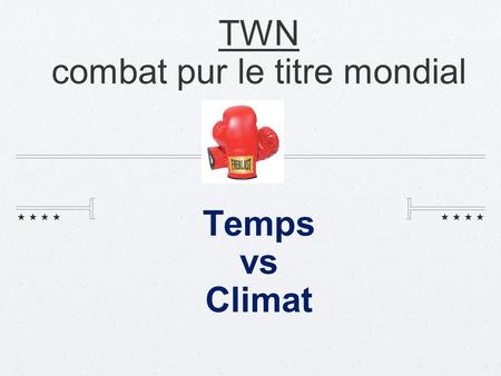 TWN combat pur le titre mondial Temps vs Climat