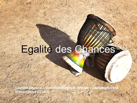 Egalité des Chances Laurent Depond – Direction Diversité Groupe – septembre 2015 Présentation CCUES.