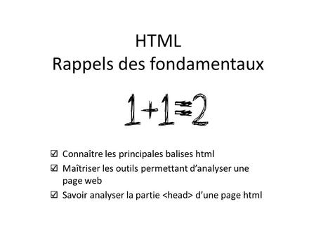 HTML Rappels des fondamentaux