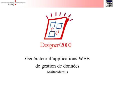 Générateur d’applications WEB de gestion de données Maître/détails.