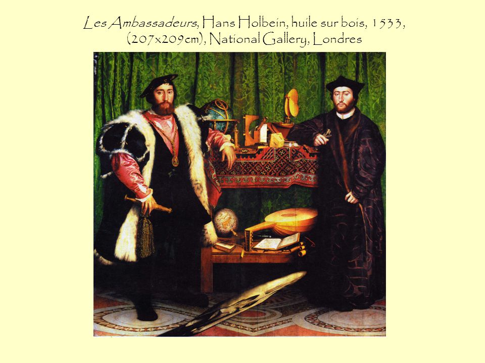 Résultat de recherche d'images pour "Hans HOLBEIN, Les ambassadeurs, 1533"