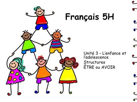 Français 5H Unité 3 - L’enfance et l’adolescence Structures ÊTRE ou AVOIR.