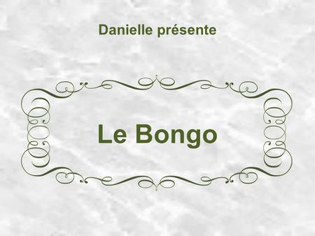Danielle présente Le Bongo.