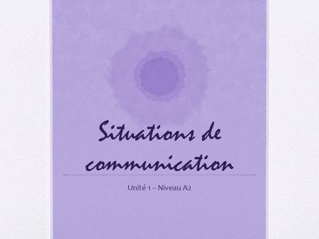 Situations de communication