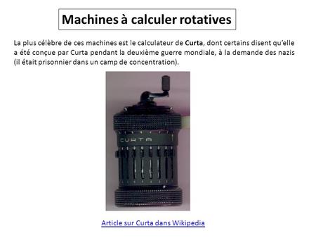 Machines à calculer rotatives