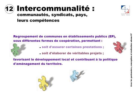 Intercommunalité : 12 communautés, syndicats, pays, leurs compétences