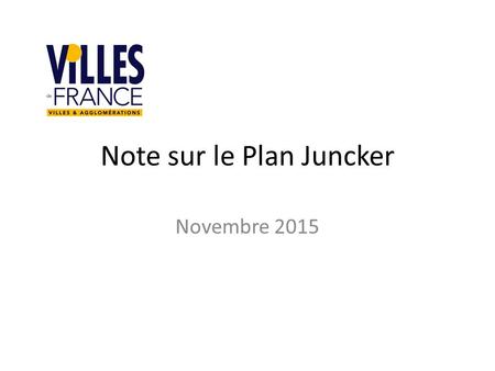 Note sur le Plan Juncker