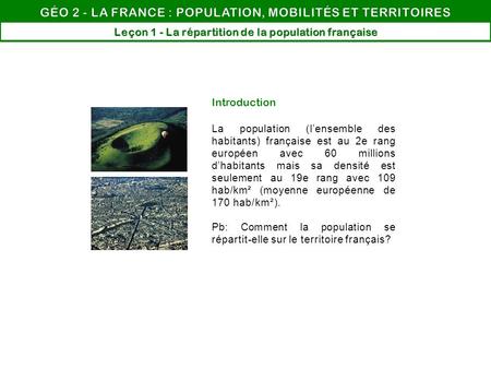 Leçon 1 - La répartition de la population française