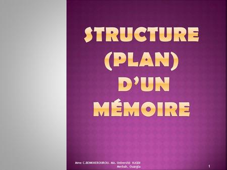 Structure (Plan) d’un mémoire