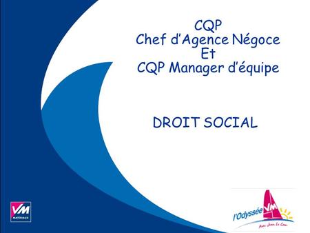 CQP Chef d’Agence Négoce Et CQP Manager d’équipe DROIT SOCIAL.