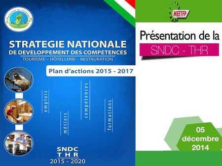 Vers la mise en œuvre d’une stratégie nationale de développement des compétences 2012 20132014 2015 Aujourd’hui Validation SNDC - THR 12/2014 ITM 2014.