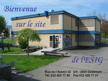 Bienvenue Rue de lAvenir 33 CH - 2800 Delémont Tél. 032 420 77 90 Fax 032 420 77 01 sur le site de l'ESIG.