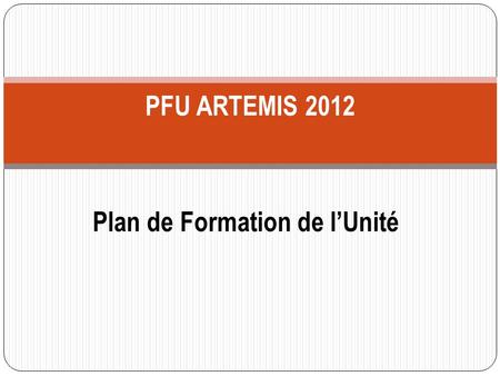 Plan de Formation de l’Unité