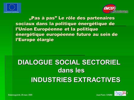 1 Pas à pas Le rôle des partenaires sociaux dans la politique énergétique de lUnion Européenne et la politique énergétique européenne future au sein de.