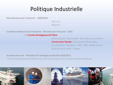 Politique Industrielle Etats Généraux de lIndustrie – 2009/2010 National Régional Conférence Nationale de lIndustrie – Ministère de lIndustrie - 2010 12.