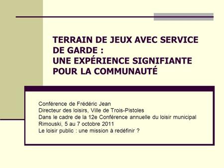 Conférence de Frédéric Jean