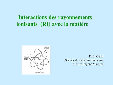 Interactions des rayonnements ionisants (RI) avec la matière