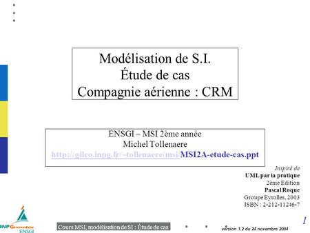 Modélisation de S.I. Étude de cas Compagnie aérienne : CRM