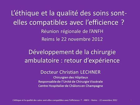 Réunion régionale de l’ANFH Reims le 22 novembre 2012