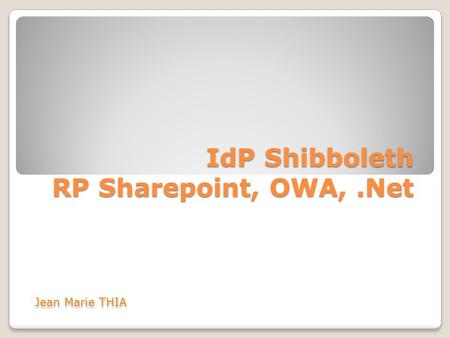 IdP Shibboleth RP Sharepoint, OWA, .Net