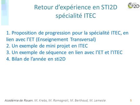 Retour d’expérience en STI2D spécialité ITEC