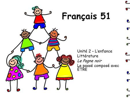 Français 51 Unité 2 - L’enfance Littérature Le Pagne noir