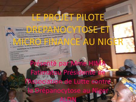 LE PROJET PILOTE DREPANOCYTOSE ET MICRO FINANCE AU NIGER