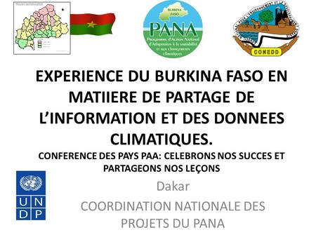 Dakar COORDINATION NATIONALE DES PROJETS DU PANA