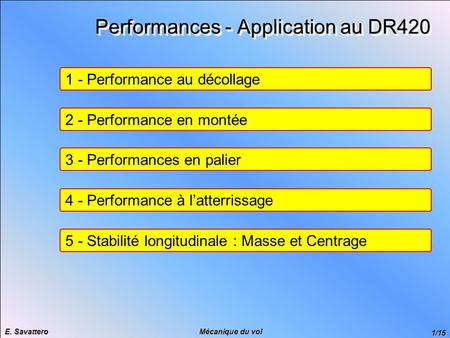 Performances - Application au DR420