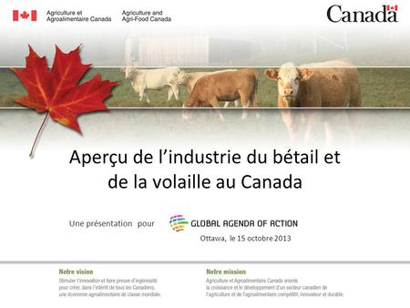 Aperçu de lindustrie du bétail et de la volaille au Canada Une présentation pour Ottawa, le 15 octobre 2013.