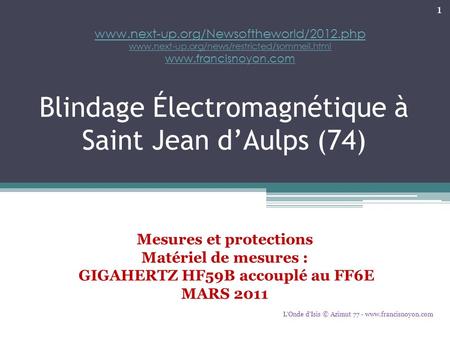 Blindage Électromagnétique à Saint Jean d’Aulps (74)