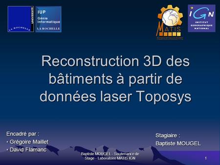 Reconstruction 3D des bâtiments à partir de données laser Toposys