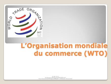 L’Organisation mondiale du commerce (WTO)