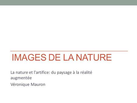 Images de la nature La nature et l'artifice: du paysage à la réalité augmentée Véronique Mauron.