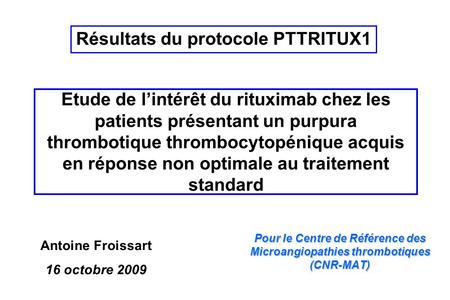 Résultats du protocole PTTRITUX1