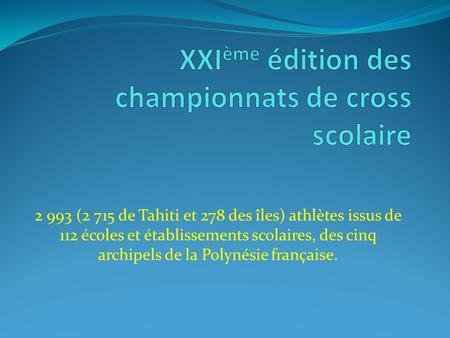 XXIème édition des championnats de cross scolaire