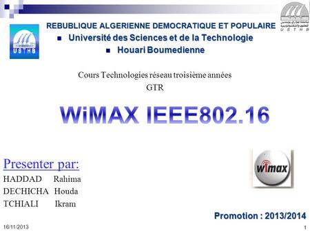 WiMAX IEEE Presenter par: