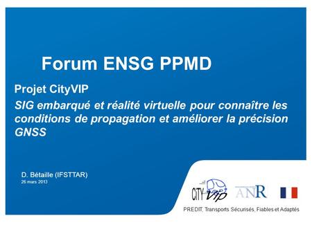 Forum ENSG PPMD Projet CityVIP