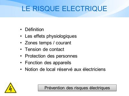 Prévention des risques électriques