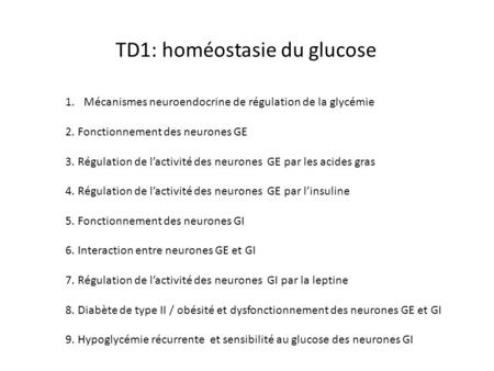 TD1: homéostasie du glucose