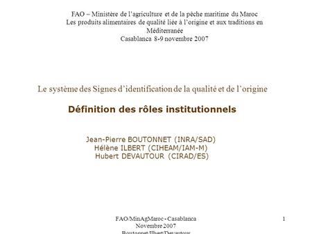FAO – Ministère de l’agriculture et de la pêche maritime du Maroc