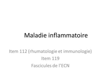 Maladie inflammatoire