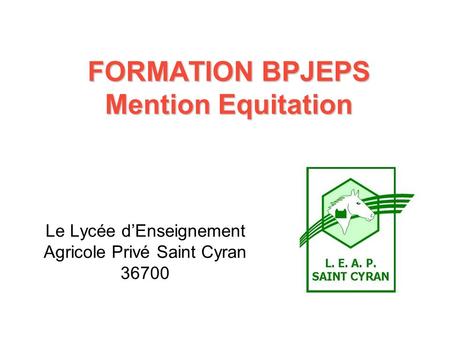 FORMATION BPJEPS Mention Equitation