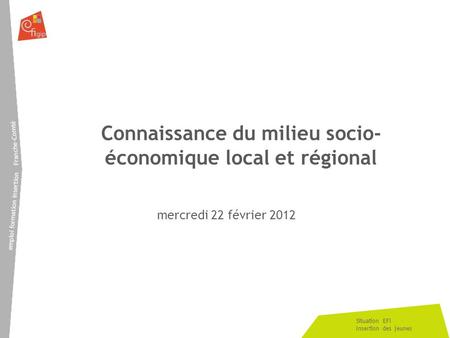 Situation EFI Insertion des jeunes Connaissance du milieu socio- économique local et régional mercredi 22 février 2012.